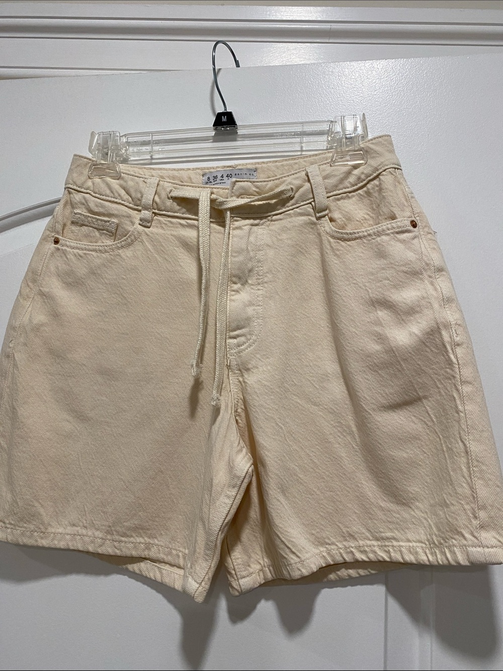 Cream Drawstring Cotton Denim Shorts size 4